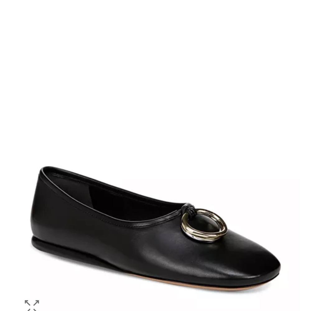 Vince Womens Didi O-Ring Ballet Flat Black Soft Leather Shoes